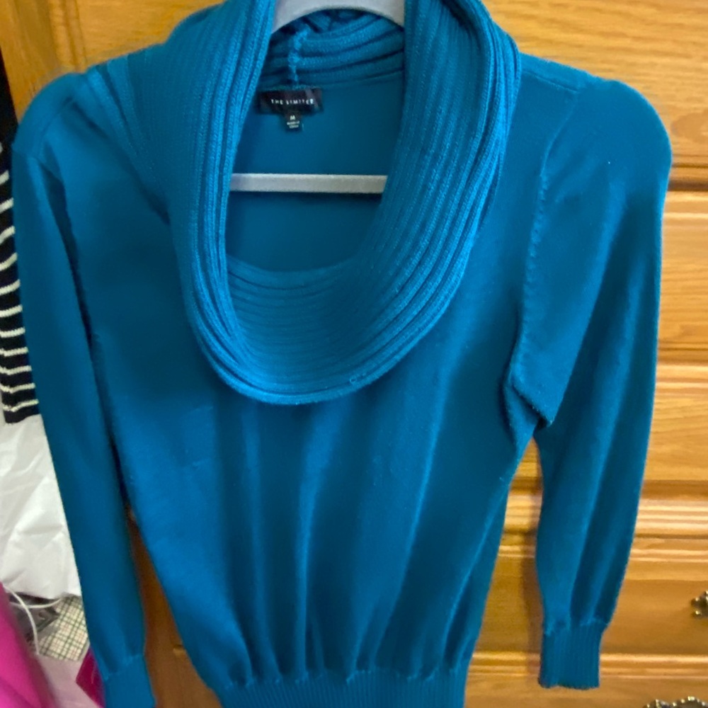 The Limited Teal Cowl Neck Sweater